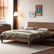 Wood Bed Solid Oak Master Bedroom Solid Wood Double Bed Simple Inclined Large Plank Bed High Backres