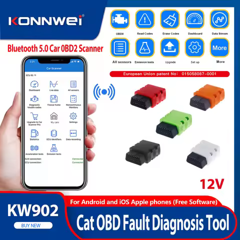 2026 KONNWEI KW902 ELM327 V1.5 OBD2 Car Diagnostic Scanner Bluetooth Auto Scanner Mini ELM 327 KW902