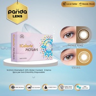 [Power 0.00 until -8.00] iColoris Pictoris Monthly Color Contact Lens (Honey Gray, Cocoa)