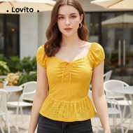 (trendy6)Lovito Casual Hollow Spring/summer Blouse for Women L143AD747 Lovito Blus Kasual Hollow Spr
