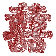 🐴 囍 Character Paper-Cutting Printing Draft Dragon Phoenix Chengxiang Happy Character Paper-Cutting D