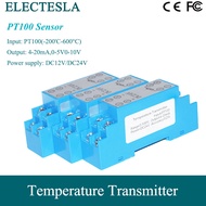 เครื่องส่งสัญญาณอุณหภูมิ PT100-200-650C ตรวจอุณหภูมิ4-20mA 0-5V 10V เซ็นเซอร์อุณหภูมิ RTD รางดิน35มม