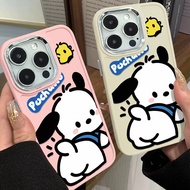 Cute White Dog Phone Case Compatible for IPhone 11 12 13 Pro 14 15 7 8 Plus SE 2020 XR X XS Max Soft Casing Metal Buttons TPU Silicone Cover Protector Shockproof