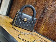 Chanel Black/gold Kelly Bag二手 黑金 Chanel mini Kelly Bag
