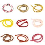 Lucky Stone 6mm Length 37cm Rose Quartz Amber Honey Jade Pink Yellow Red Used For Stringing Bracelet