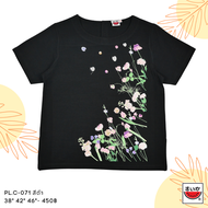แตงโม (SUIKA) - เสื้อแตงโม คอปาดแขนสั้น ผ้าสลาฟ พิมพ์ลายดอกไม้ ( PL.C)