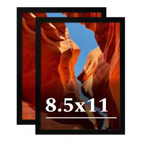 Picture Frame 2 Pack for Certificate Poster and Picture, 8.5 x 11 Black Picture Frame with HD Plexig