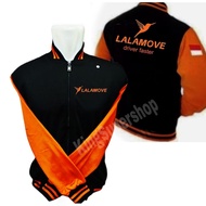 Driver faster lalamove varsity black orange jumper logo lalamove latest varsity jacket