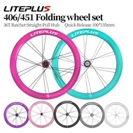 LITEPLUS 20 Inch Wheelset 406 451 Disc Brake 36T Ratchet High Profile Rim Hub For Folding Bike