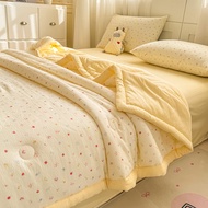 14designs Floral Printed Double-layer Crinkled Yarn Queen/king Size Thin Duvet Single Size Blanket