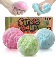 Anti Fidget Stress Balls for Adults and Kids, 3pk Sensory Stress Relief Fidget Balls, Best Calming Tool to Relieve Anxiety, Cool Squeeze Ball, Tear-Resistant Squishy Toys for Kids with Autism/ADD/ADHD