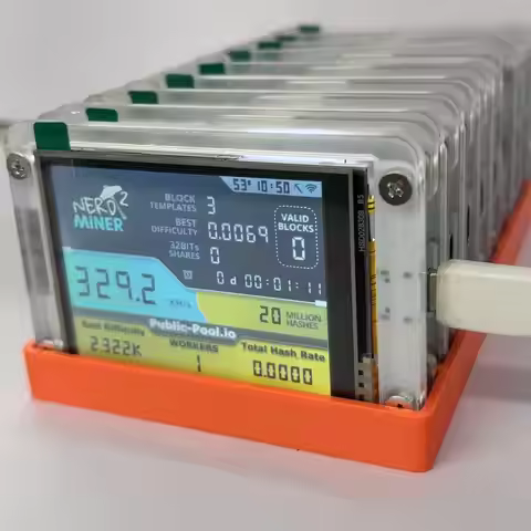 10PCS Nerdminer V2 Upgraded (350Kh 2.8-inc) Bitcoin Miner + 1x 10-Slot Base