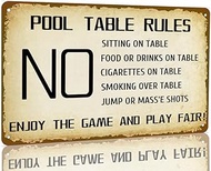 Pool Table Rules Tin Sign Vintage Billiard Wall Decor for Bar Club Pool Room Accessories Billiard Ba