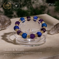 Royale Apatite [11mm Blue Apatite, 11m Uruguayan Amethysts Faceted, 11mm Blue Apatite] - Premium