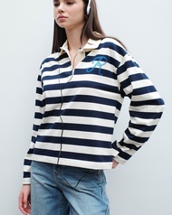 RYA Rugby Polo Shirt เสื้อโปโลแขนยาว ลายทาง ทรงสั้น คอปก