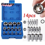 GOSSIP 14PCS/Set Wrench Head Star Socket Set, With Storage Box E4-E24 Hexagon Socket Nut Socket, Ver