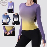 Dualswish Women's Sports Wear For Fitness Running Jogging Seamless Quick-dry Long Sleeve Gym Woman S