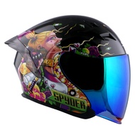 Spyder Open face Helmet with Dual Visor FUEL GD Neo Series ACE 381 FG Black Green