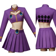 Cosplay Anime JOJO's Bizarre Adventure Golden Wind Giorno Giovanna Costume Sexy Purple Skirts Crop T