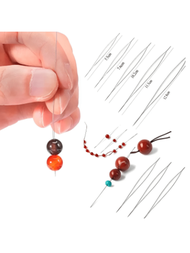 5入組大眼彎針混合尺寸中空不鏽鋼工具針,可用於diy串珠穿線或繩子首飾製作
