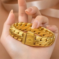 Copper Alloy Sun Pattern Wide Bracelet High-End High-End Three Horses Whip Double Horses Whip Bracel