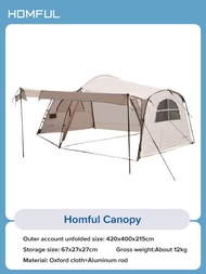 HOMFUL Tunnel Tent Outdoor แคมป์ปิ้ง Thickened Rain หลังคาพับแบบพกพาสองห้องนอนหนึ่งที่พักพิง HZGOE02