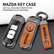 Zinc Alloy Leather TPU Smart Keyless Car Key Holder Cover Case For Mazda 2 3 5 6 BL BM GJ Demio Biante CX3 CX5 CX7 CX9 CX8 Remote Fob Shell Keychain Protector Accessories