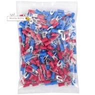 200pcs 16-14 AWG Red Blue Wire Connector Insulated Fork Terminal #4