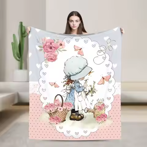 Sarah Kay With Cat Knitted Flannel Blanket Super Warm Bedding Throws for Home Decor Travel Graphic B
