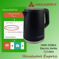 Hanabishi HWK512BLK Electric Kettle 1.2 Liters Water Kettle HWK-512BLK (Houseware Express)