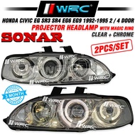 Sonar Honda Civic EG SR3 SR4 EG6 EG9 1992 - 1995 2 / 4 Door Projector Headlamp With Magic Ring