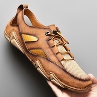 รองเท้าลำลองหนังระบายอากาศหรูหราสำหรับผู้ชายรองเท้าแตะตาข่ายฤดูร้อน,รองเท้าลำลองแฟชั่นสำหรับใส่นอกบ้านรองเท้าสำหรับรองเท้าแตะชายหาดผู้ชายไซส์ใหญ่38-47