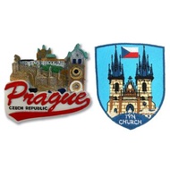 捷克布拉格磁性家居裝飾+捷克 泰恩教堂繡片貼【2件組】可愛磁鐵
