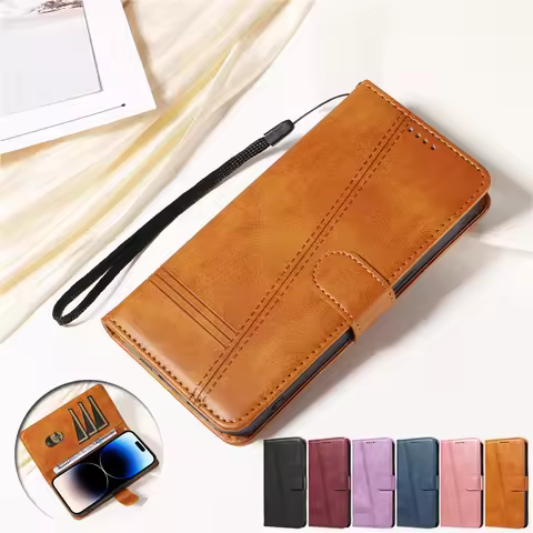 Retro Lines Wallet Case on For OPPO Reno 11 10 8 7 5 F 6 Z Lite Reno8 T Reno11 Pro 5G Leather Flip S