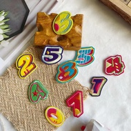 Personalized Letter Patch Self Adhesive Embroidery Badge Sticker 0-9 Colorful number DIY Design
