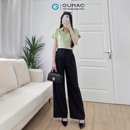 Quần tây ống rộng nữ lưng kiểu con đỉa cách điệu có xếp ly nhẹ vải chéo hàn mềm mịn thoáng mát thời 