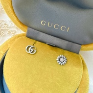 二手正品Gucci GG Marmont不對稱雛菊純銀耳環 Gucci耳環 Gucci飾品 Gucci珠寶
