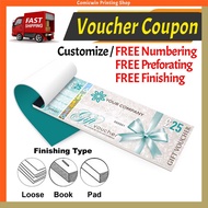 Coupon Printing Voucher Printin 300pcs (Numbering) Coupon Baucer Cetak Gift Card Promotion Ticket Ev