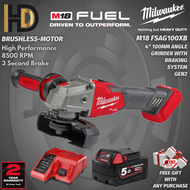 Milwaukee M18 FSAG100XB Fuel 4" 100MM Braking Angle Grinder GEN2 / Brushless Motor / High Performance Angle Grinder