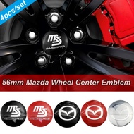ฝากระทะล้อศูนย์ล้อรถ60มม. 4ชิ้นฝาปิดกระทะล้อ T ฝาปิด MX5 56มม. ดีคอลตกแต่งสติกเกอร์ตรารถยนต์โลโก้สำห