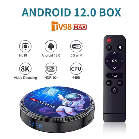 TV98MAX TV Box 2G+16G Allwinner H618 Android 12 Smart TV Box 2.4G+5G WIFI+Blutooth5.0 H265 TV98 Medi