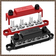 2 Piece 250A 12V Bus Bar Battery Power Distribution Block Black &amp Red 4 X 3/8Inch Posts 6 X 8 Scr