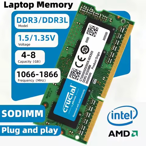 Crucial Ddr3/Ddr3L Laptop Memory 4Gb 8Gb 1333Mhz 1600Mhz 1866Mhz Sodimm Ram 1.35V1.5V Laptop Pc3-106