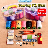 ItemMart Sewing Kit Box Set Household Sewing Tools Portable Sewing Kit 10 in 1 Random Color