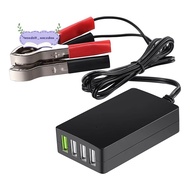 Portable DC Charger 12V/24V to 5V 4-Port USB Charger Usb Charger with Battery Clip for Other Smart P