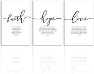 Faith Hope Love Bible Verse Printed Canvas Wall Art Set of 3 Prints Scripture Quote Hebrews 11 Jerem
