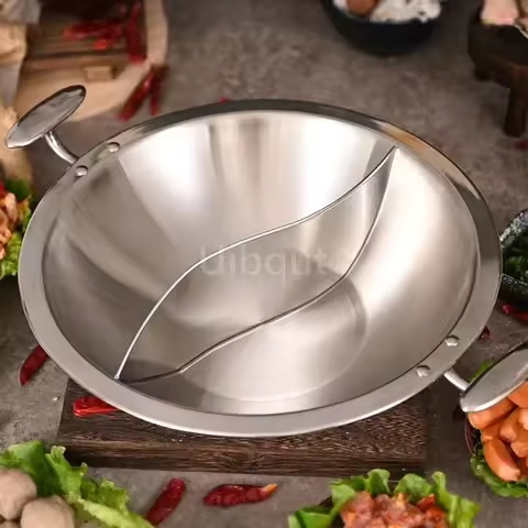 Thickened 304 stainless steel hotpot cauldron Commercial three-layer steel hotpot Flat bottomed indu