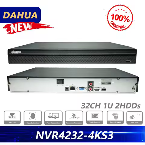 Dahua Original NVR4232-4KS3 32CH 1U 2HDDs Lite Network Video Recorder Supports EPTZ, And One-click A