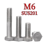 [DTY-GY] Hex Bolt Half threaded 201 Stainless Steel Screw Skru  Hexagon Head M6