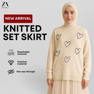 ZOE ARISAH MUSLIMAH KNITTED BLOUSE WOMEN SET SKIRT STRIPE KNITWEAR Davira Ishani Juana Airport Outfi